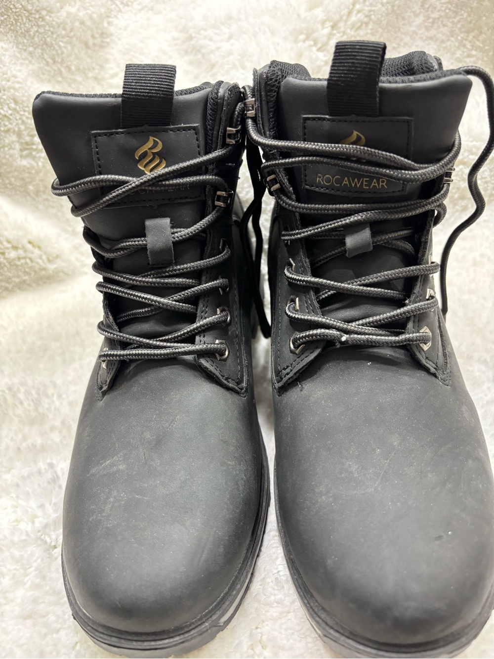 Rocawear Men's Black & Gold Lace-Up Work Boots Size 8
